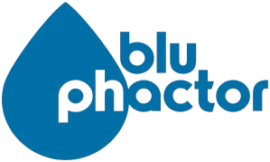 BluPhactor water delivery service logo with blue droplet design