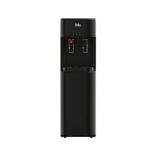 Black Brio water dispenser with hot and cold taps for office or home use